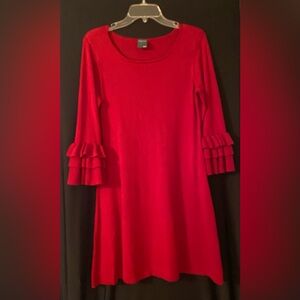 Gabby Skye Red Sweater Dress with Bell Sleeves. Size L